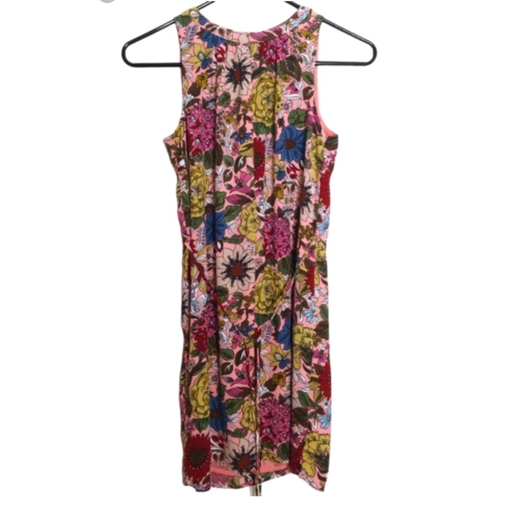 Loft Women Pink Floral Sleeveless Lined Mini Dress Botanical Boho Garden XSP EUC